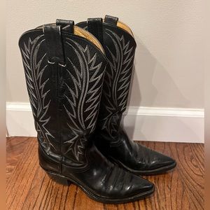 Nocona Cowboy Boots Genuine Leather Black Preowned